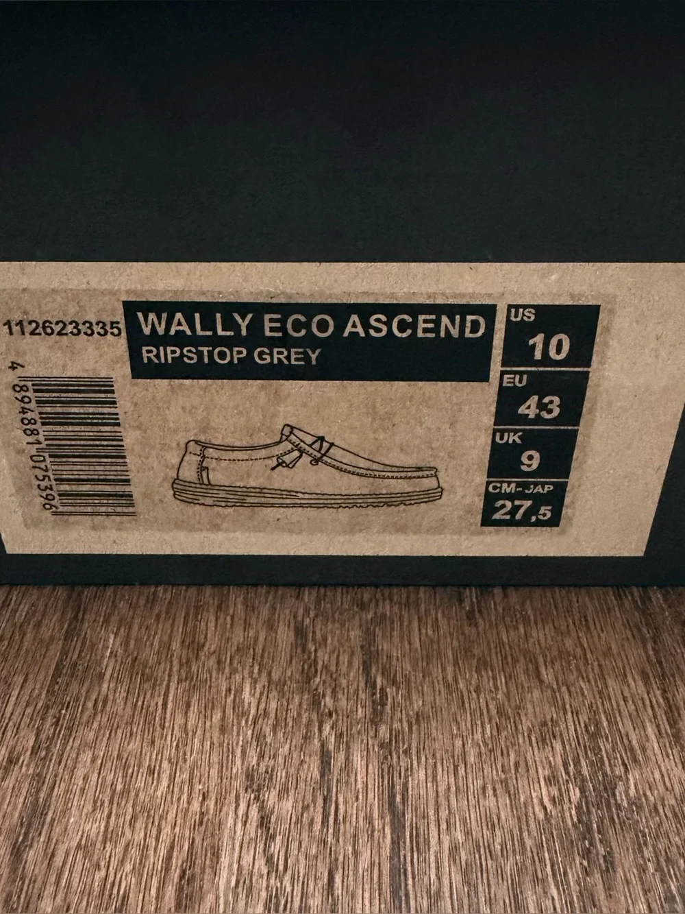 Hey Dude Wally Eco Ascend in Ripstop Grey NEW in Box size 10